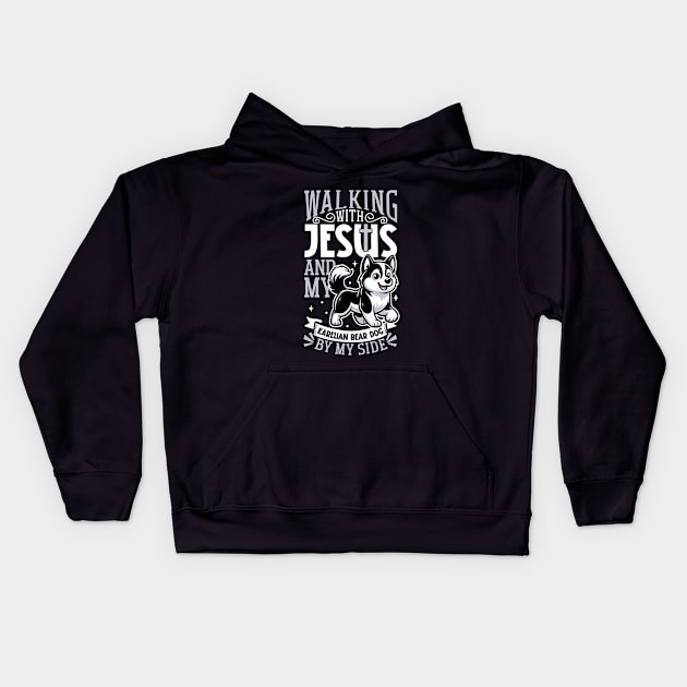 Jesus and dog - Karelian Bear Dog Kids Hoodie by Modern Medieval Design